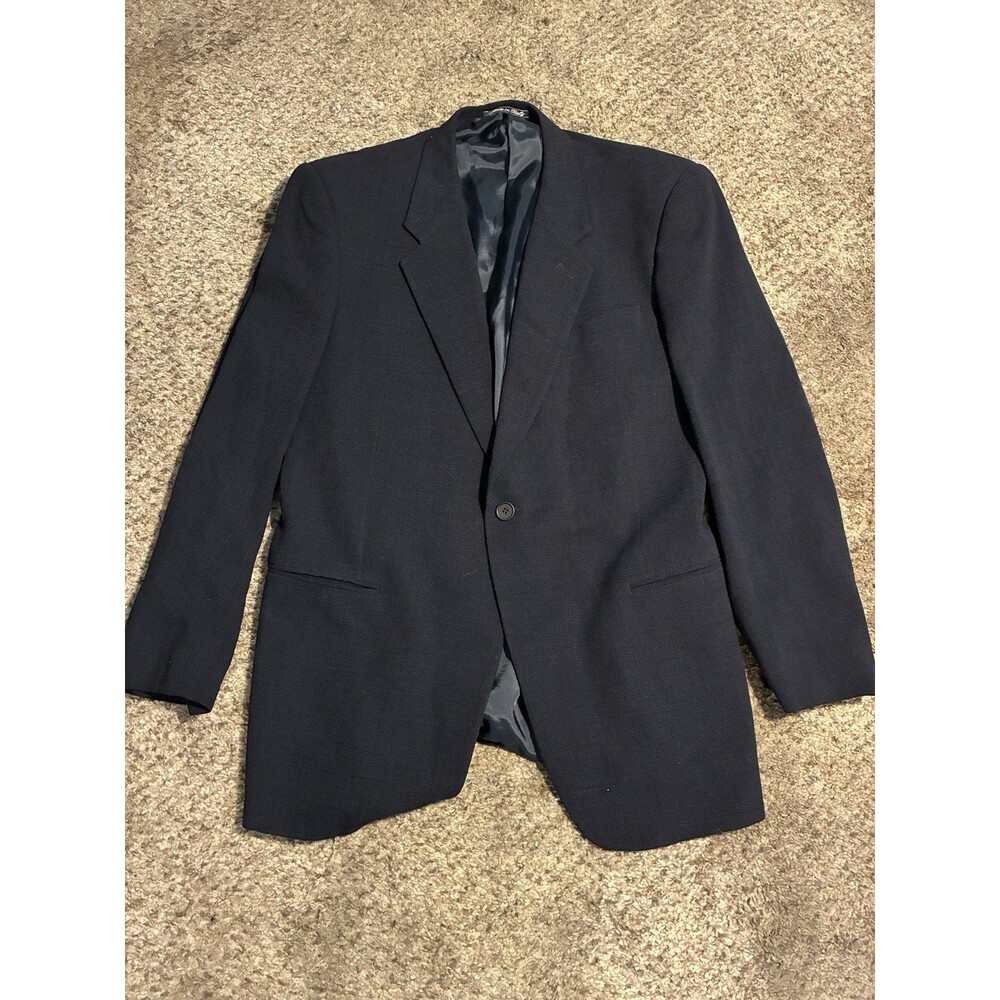 Armani 1-Button Blue 100% Virgin Wool Sport Coat Suit Jacket Blazer Sz 43 R